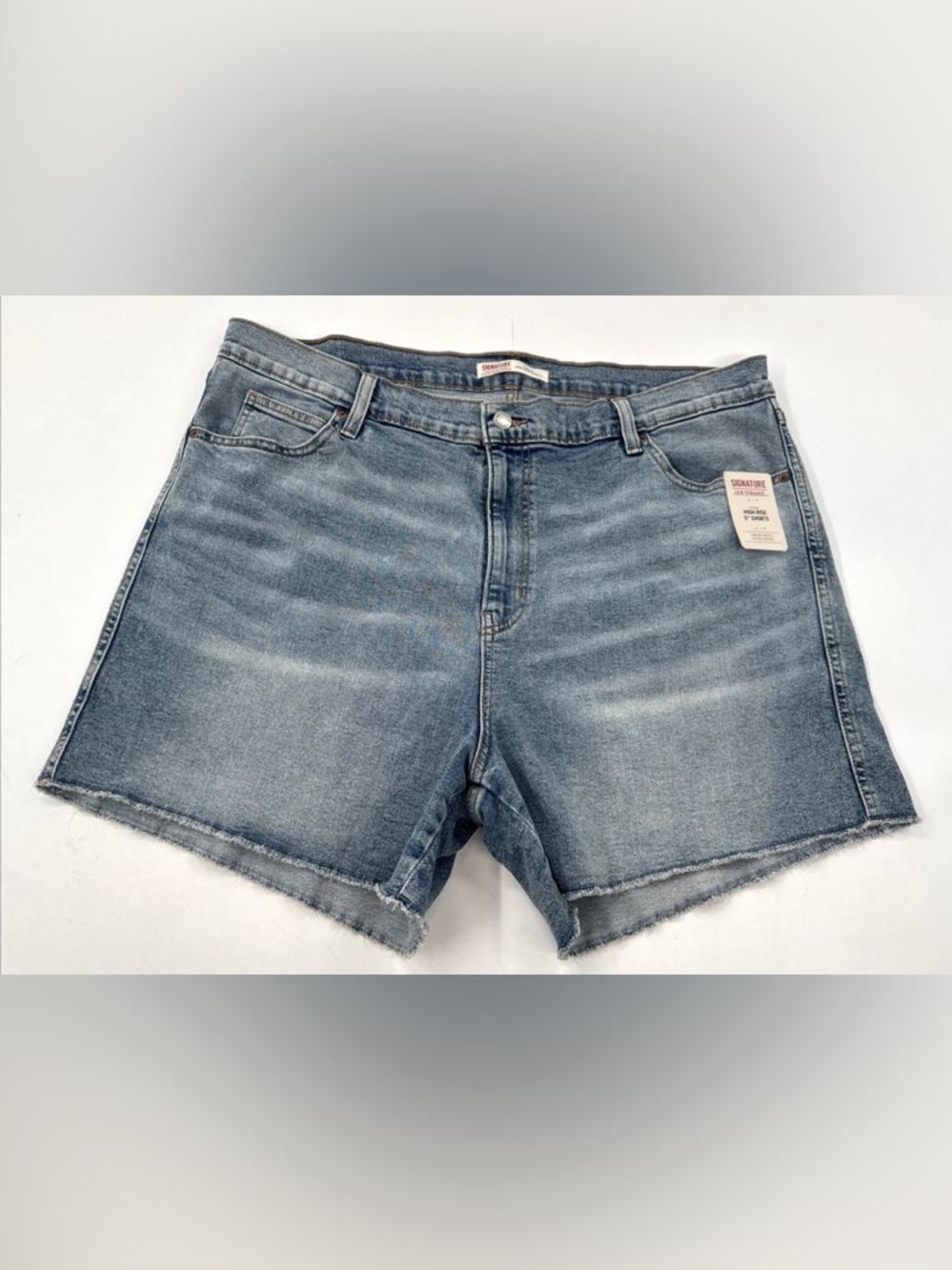 Levi's Heritage High Rise Denim Shorts Womens 40 in Blue Stretch Cuff Off 5" NEW